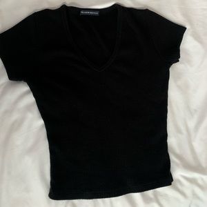 Brandy Melville Black V-Neck Simple Crop Top T-Shirt